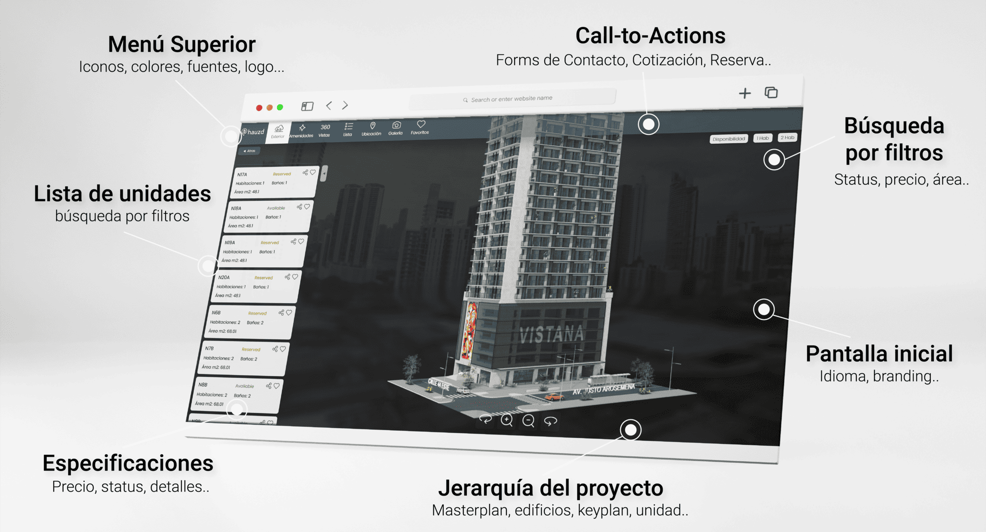 personaliza el showroom 3d con la marca del desarrollo